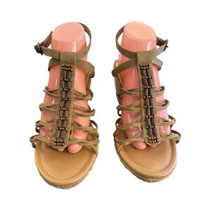 Minnetonka Espadrille Wedge Sandals Size 10‎ Womens Open Toe Beaded Summer